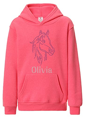 Varsany Years Girl's Horse Face Riding Personalised Hoodie Crystal Dance Jumper Leotard Kids Hoody(K)