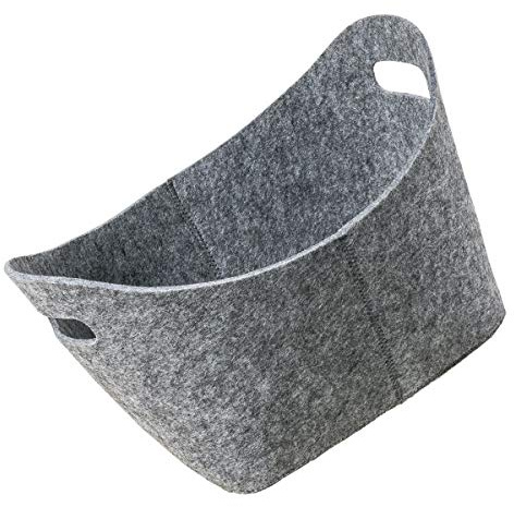LaFiore24 kleiner stabiler Korb Filz oval Hellgrau Grösse ca. 36 x 28 x 24 cm