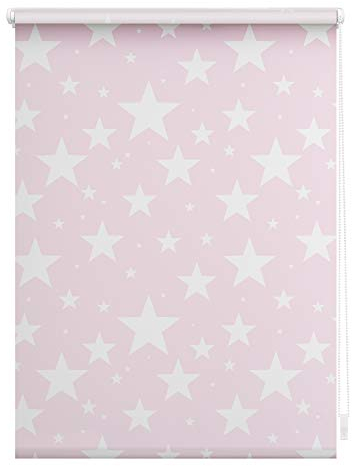 Lichtblick Klemmfix Verdunklungs-Rollo mit Motiv, ohne Bohren, Blickdicht, Seitenzugrollo, Made in Germany, Sterne Rosa,70 cm x 150 cm (B x L)