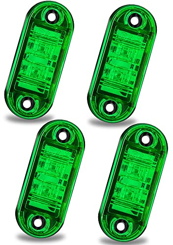 Biqing 4PCS Feu de Gabarit Remorque Vert, Feux de Gabarit Feux De Côté Led Universel 12V / 24V pour voiture camion van remorques camion bus de voiture