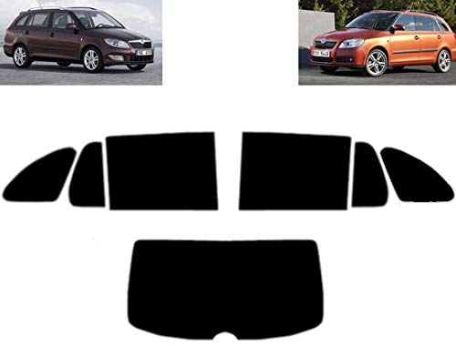 Passgenaue Tönungsfolie für-Skoda Fabia 5-Türen Kombi 2007-2013 Heck/Seitenscheiben (20% Schwarz)