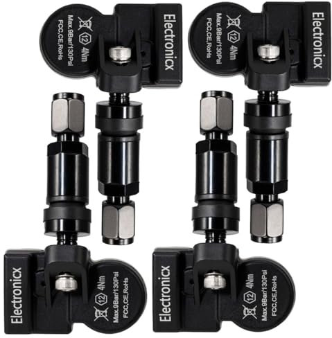4x RDKS TPMS Reifendrucksensor Reifendruckkontrollsystem Metallventil Schwarz passend für kompatibel mit Movano