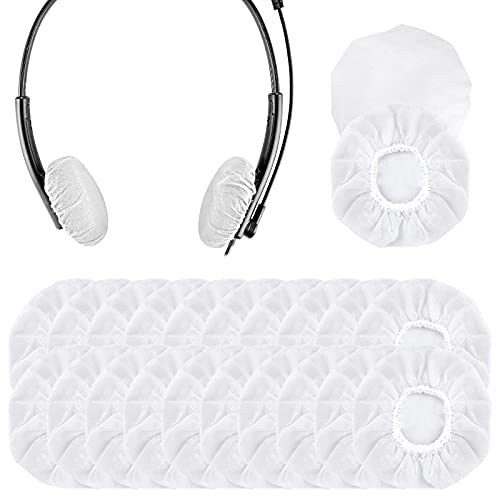 Geekria Dehnbare Headset-Kopfhörer-Abdeckungen für Telefon-Headset, Computer-Headset, Call-Center-Headset, Ohrmuschel-Abdeckung, passend für 3,2-6,3 cm Kopfhörer-Ohrpolster, 200 Stück weiß