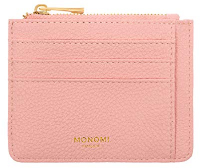 MONOMI Kartenetui aus Kunstleder mit Münzfach und RFID-Schutz und Geschenkbox 5 Fächer (Rosa)