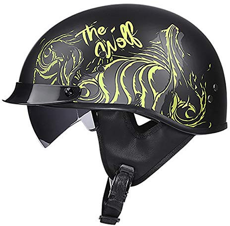 HZIH Mezzo Casco da Moto,Motociclo Aperto Faccia Casco retrò Mezza Caschi Scodella,Certificazione ECE Caschi Cromwell Confortevole Scooter Moto Mezza Casco per Donna e Uomo G,L=59~60cm