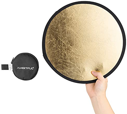 AMBITFUL Réflecteur Rond 2 en 1 de 30 cm, doré, argenté, Blanc, 30 cm, pour Prise de Vue en extérieur et en intérieur, pour téléphone Portable (Or/Argent)