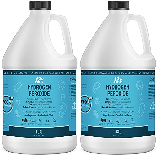 MAXTITE 12% Hydrogen Peroxide Solution (Just Food-Grade H2O2 & Water!) - Ecofriendly Natural Cleaning Solution for Kitchen, Bath, Laundry & More - HDPE Bottle w/Child-Safe Cap USA Made (2, 1 Gallon)