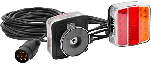 DARKGUARD Anhänger Beleuchtung mit Magnet Rückleuchten Led Rueckleuchten Magnetisch 12V 24V 5 Funktionen Rücklicht Anhänger mit 7 Pin Stecker 7,5 m Vorverdrahtetem Kabel IP67 Wasserdicht ECE