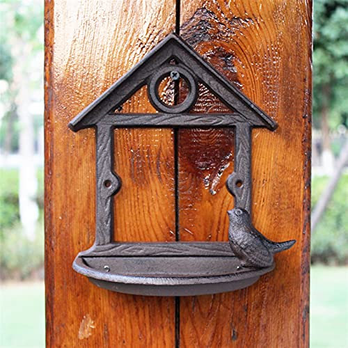 XXXXW Kreatives Design Rustikal Gusseisen Haus Wand Lagerschüssel mit Vogelfiguren in der europäischen Retic Home Garten Dekor Wandmontierter Vogelfutter Vogelfutterspender