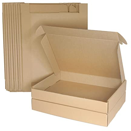 A4 C4 Versandkartons, 320x222x46mm Maxibriefkartons für Postversand, Versandtaschen Warensendung, Braune Verpackungskartons für Geschäft, Aufbewahrung oder Geschenkbox, aus Wellpappe(10 Stück)