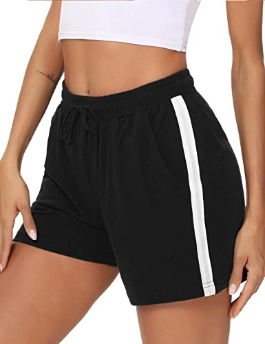 Litherday Short de Course à Pied décontracté en Coton pour Femme - Pantalon de Sport - Short de Yoga - Pantalon de survêtement - Pantalon de Jogging avec Cordon de Serrage