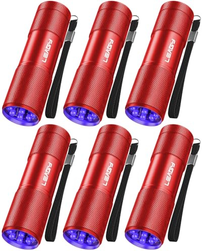 Leagy 6-pack UV Ultra Violett Blacklight 9 LED ficklampa ficklampa ficklampa lampa utomhus etc (röd)