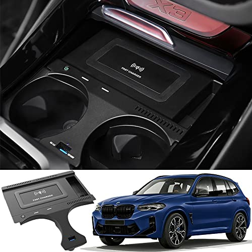 Kabelloses Ladegerät für BMW X3/IX3 (G01) 2018-2024 BMW X4 (G02) 2019-2025 | 15W Wireless Schnellladendes Handy-Ladegerät für BMW G01 G02 Center Console-Zubehörfeld Geschenk für BMW X3/iX3/X4-Besitzer
