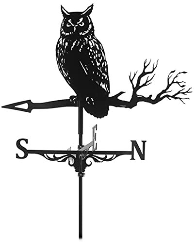 Banderuola, banderuola gufo in acciaio inox palo da giardino retrò indicatore di direzione segnavento