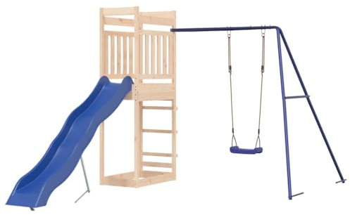 vidaXL Parque Infantil de Exterior Madera Maciza de Pino, Juego de Columpios de jardín, casa de Juegos con Columpio, Juego de Columpio y tobogán
