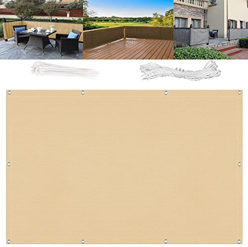 AMZYU Balkon Sichtschutz Terrasse 60 x 400 cm Sonnensegel Sonnenschutz Garten Wind- und UV-Schutz mit Kabelbindern für Balkongeländer, Terrasse, Sandgelb