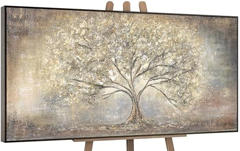 YS-Art XXL Abstrakt Acrylbild Goldbaum Kinderzimmer moderne Design Fengshu