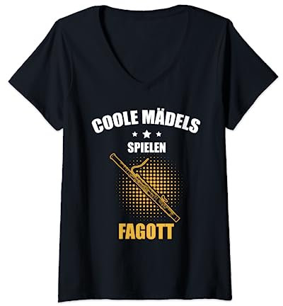 Damen Fagottist Fagott T-Shirt mit V-Ausschnitt