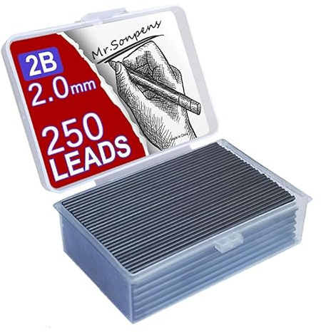 1000 Stück Mechanischer Bleistift Bleikern 0,5 0,7 0,9 1,3 2,0 mm 2 B große Kapazität austauschbar Bleistift Nachfüllung Student praktische Geschenkbox (2,0 mm)