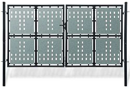 GuyAna Zauntor (Einzeltor) Schwarz 300x200 cm GartentüR Doppelstabmattenzaun Pfosten Zaun Mit TüR