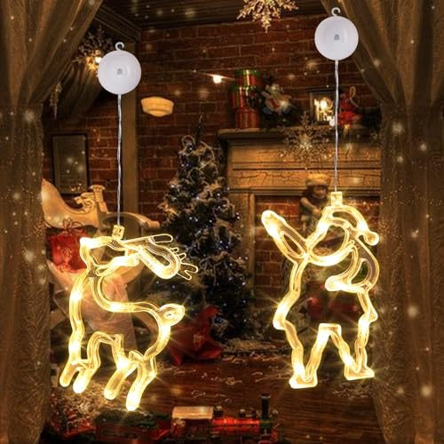 CHMMY Cortina Luces Navidad, Cortina de Luces Navidad Ventana Decorativas con Gancho, Cortina de Luces LED con Pilas, Cortina de Ventana Luces Navidad Decoracion para Fiesta, Boda, Balcón, Ventana