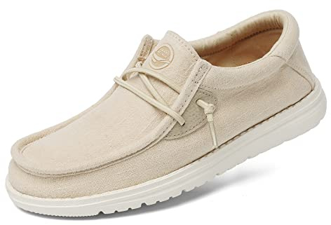 Grand Attack Walking Shoes for Women Slip On Loafers,Linen Work Boat Shoes,Comfort&Lightweight,for Home Shopping,Dating,Driving,Traveling Shoe Beige Size 10.5