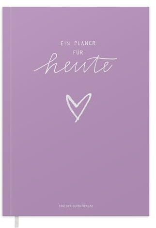 Eine der Guten Terminkalender A5 – undatierter Kalender, Softcover Wochenplaner ohne Datum, vertikales Layout, Terminplaner zum flexibel starten, Lila Weiß mit Herz, klimaneutral, FSC Papier