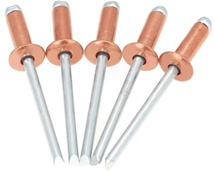 30/50 Stück Kupfer-Blindnieten, offene Kuppelkopfnieten aus bronzefarbenem Kupferstahl, korrosionsbeständig (Color : 4.0x11 mm, Size : 50Pcs)