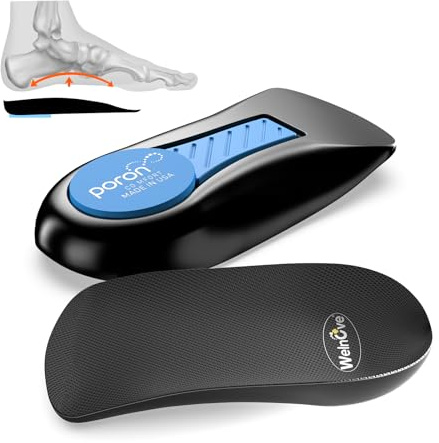 Insertos de soporte de talón para fascitis plantar – Welnove soporte de arco bajo para el dolor de talón, talones, espolón, tendinitis de Aquiles, inserto ortopédico para zapatos para mujeres 9.5-13,