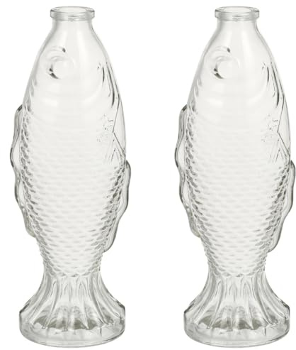 TOPBATHY Bouteille en Forme De Poisson en Verre Transparent 10.24 Vase Décoratif avec Bouchon De Liège pour Diffuseur Aromatique Et Décoration Intérieure
