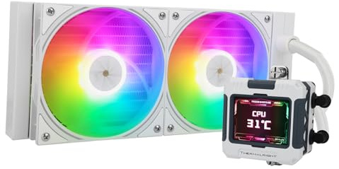 Thermalright FW240 White ARGB CPU Water Cooler with 2 PWM Fans with 2000RPM,IPS LCD Screen with 320 * 240 Resolution,Liquid CPU Cooler,CPU PC Aio Cooler for AMD:AM4/AM5/Intel LGA1700
