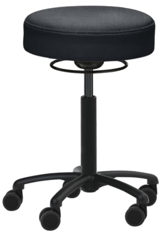 Rollbursche Rollhocker 40 cm Rundsitz Darkgrey extra groß und weich höhenverstellbar (Sitzhöhe: verstellbar von 57,5 cm - 76 cm) Made in Germany Tattoohocker Werkstatthocker Bürohocker Praxishocker