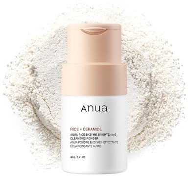 ANUA Rice Enzyme Brightening Cleansing Powder, Facial Cleanser, Gentle Face Wash for Hydration, Rice Mask, Exfoliator, Ceramide, Radiant Skin, Korean Skincare, Fragrance Free, 40g/1.41fl.oz.