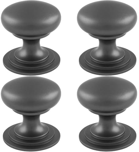 4 Pack - Victorian Tiered Door Knob - 25mm Anthracite Grey Cabinet Pull Handle Round Rose