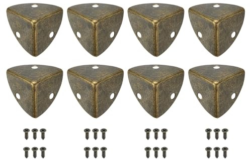 QUARKZMAN 8 Pièces Coins Décoratifs pour Boîtes, 23mm Protections d'angle en Métal, Protecteurs d'Angles de Meubles avec Vis, Coins Anti-Poussière d'Escalier Vintage, Bronze