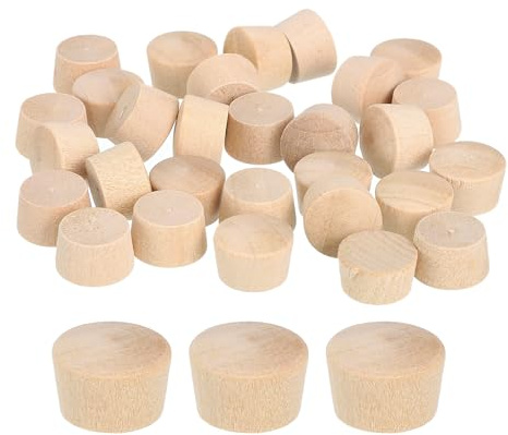 QUARKZMAN 60 Stück Holzstopfen, 12mm/0,47 Flachkopf Hartholz Lochstopfen Abdeckkappen Knöpfe Holzstecker für Möbel Holzbearbeitung Handwerk Dekor (13,5mm x 12mm)