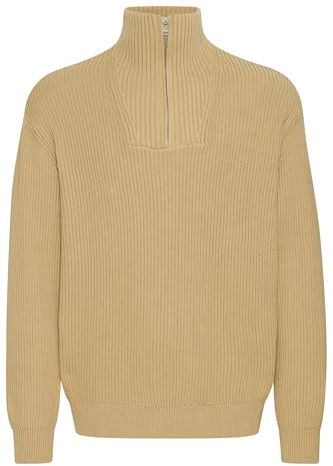 !Solid SDNalle Troyer - Maglione da uomo a maglia grossa, con colletto troyer, polsini a costine, 100% cotone, vestibilità rilassata, Starfish (161120), L