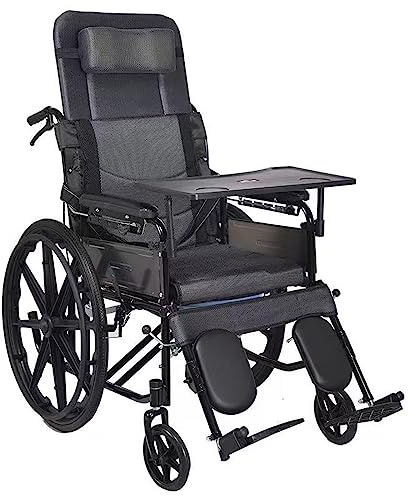 CASEGO Silla de Ruedas Plegable reclinable Liviana estándar para Adultos con reposapiés y reposabrazos extraíbles: Dispositivo de Movilidad (C)
