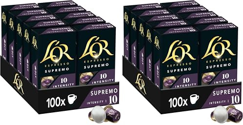 L'OR Supremo - 100 Capsules de Café intensité 10 - Compatibles Nespresso®* (lot de 20 x 10)