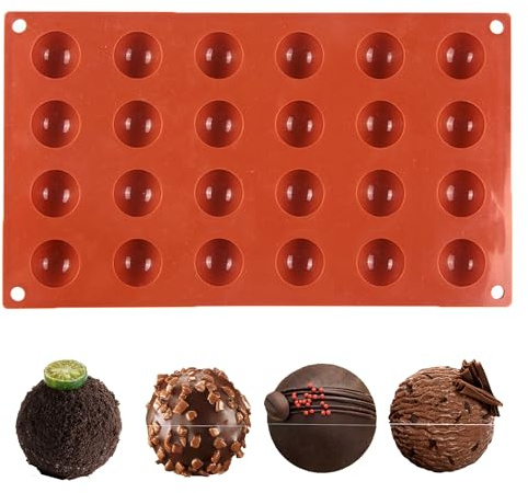 duoyif Silikonform Halbkugel Ø2.7cm 24Löcher Schokoladenform Kugel Backform | Silikon Backform Halbkugel Form, Süßigkeitenform, Halbkugelform Für Schokolade Mousse Pralinen Gelee Kuchen Dekor Kugeln