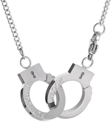 Faszinierend Halskette Ketten Schmuck Herren Frauen Anhänger Necklace Handschellen Anhänger Halskette Für Männer Und Frauen Persönlichkeit Punk Hip Hop Rock Al19936-Silber