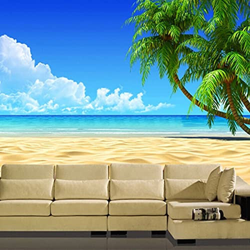 Papier peint autocollant amovible avec motif palmiers tropicaux et nuages 495 x 353 cm