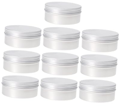 10pcs Empty Tin Box 250ml round Aluminum Screw Top Jars | Reusable Silver Containers, Rounded Edges and Seamless Form, for DIY Cosmetic or Wax Storage