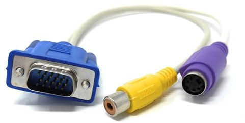 DRUT VGA HD15 to S-Video and RCA Video Adapter Cable – Connect PC Video Cards to TV Displays