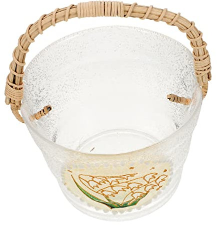 FUNNETOYU Eisbehälter Aus Glas Mit Henkel Handgefertigt Für Getränke Und Früchte Dekorativer Eiskübel Für Partys Und Veranstaltungen Für Zuhause Bars Und Restaurants
