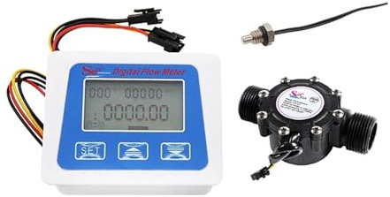 Wasserzähler Digital LCD Display Water Flow Sensor Meter Flowmeter Totameter Temperature Time Record With G1/2 3/4 1 Inch Flow Sensor(1 inch)