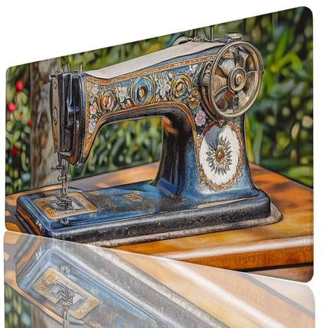 Alfombrilla Ratón Árbol, Alfombrilla Gaming Máquina de coser, Impermeable Tapete Escritorio 100x50x0.3cm Compatible con Raton Inalambrico y Teclado Inalambrico, Mousepad para Portatil Regalo 1460-GYL