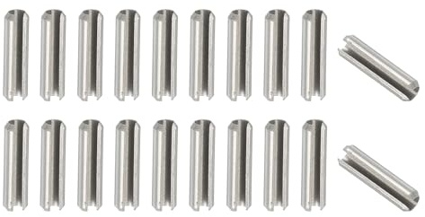 PATIKIL 20 Stück Hohlsplinte Sortiment Set, M5 x 20 mm Spannstifte Sortiment Kit, 1 mm dick 304 Edelstahl Sprengring Set, für Heimwerker Automobil Maschinenreparatur, Silber