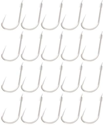 SG Store 20 Stück Kleine Angelhaken Ohne Widerhaken mit 45 cm Schnur 0,91 X 1,93 cm Geeignet Zum Angeln auf Graskarauschen Hakengröße Nr. 5
