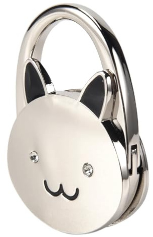 Kueohse Schwarze Katze Cartoon Faltbare Silber Ton Handtasche Haken rutschfest Gummibasis